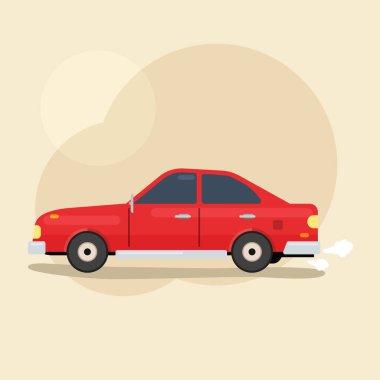 Yolda kırmızı renkli Sedan araba konsepti