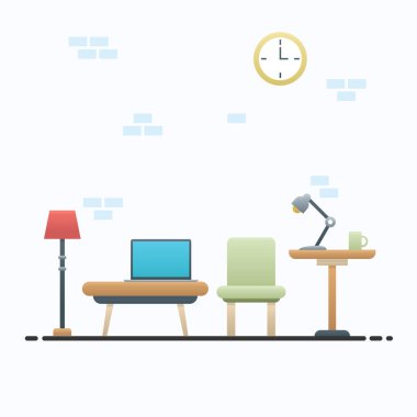 Oturma odası düzeni ve mobilyalarla iç mekan.