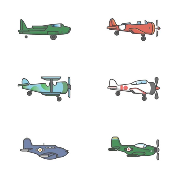 Icône Avion Militaire Classique Vue Aérienne Côté — Image vectorielle