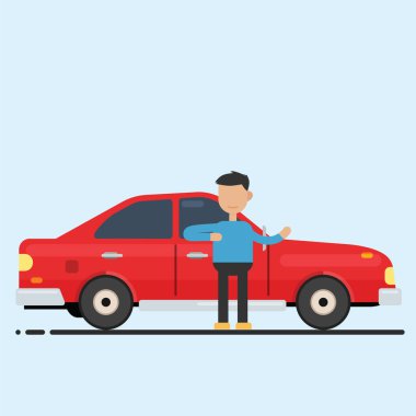 Yeni arabasının önünde iş adamı başarısı