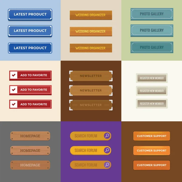 Colección Botones Web Con Diferente Estado Normal Flotar Hacer Clic — Archivo Imágenes Vectoriales