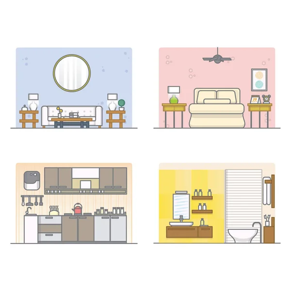 Design Intérieur Intérieur Avec Pièce Différente — Image vectorielle