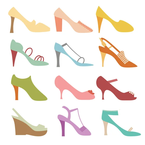 Fashion Style Woman Shoe Smooth Vintage Color — Stock Vector