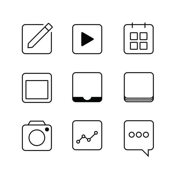 Linear Square Simple Icon Different Style — Stock Vector