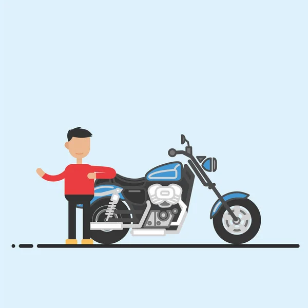 Éxito Del Empresario Frente Nueva Motocicleta — Vector de stock