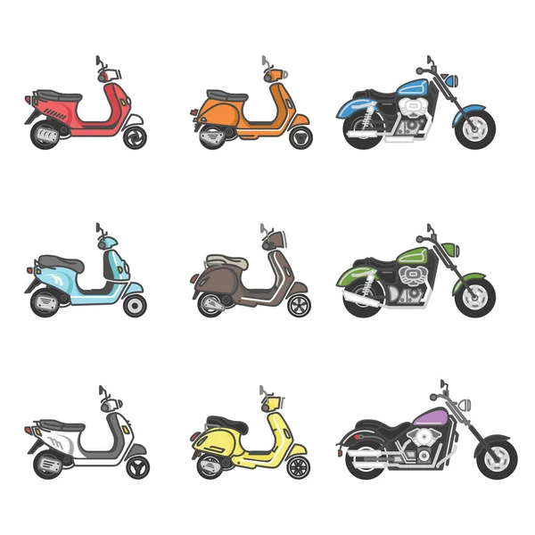 Scooter Motorkerékpár Ikon Vázlatos Különböző Stílusban Jogdíjmentes Stock Illusztrációk