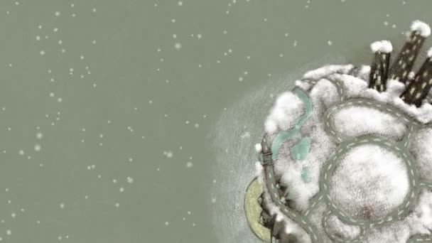 雪に覆われた世界アニメーション - ことクローズ アップ、Hd、ループを回す — ストック動画