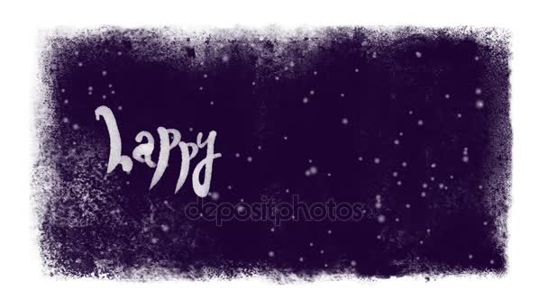 Frohes neues Jahr 2017 kalligrafischer Schriftzug mit Schnee in einem gefrorenen Rahmen — Stockvideo