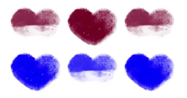 Σύνολο καρδιές του Αγίου Βαλεντίνου για προσαρμοσμένη Εμψύχωση με μπλε Chromakey — Αρχείο Βίντεο