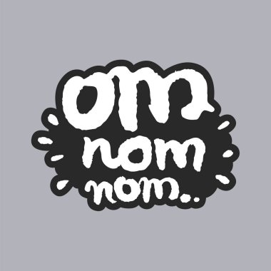 OM Nom Nom beyaz hat yazı