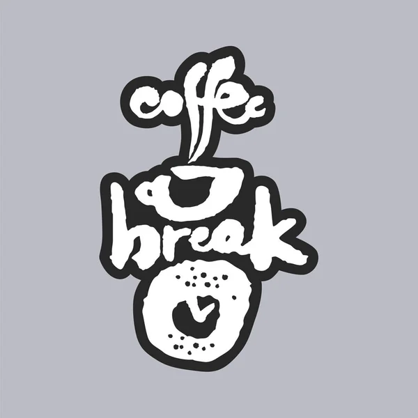 Coffee Break Branco Caligrafia Letras —  Vetores de Stock