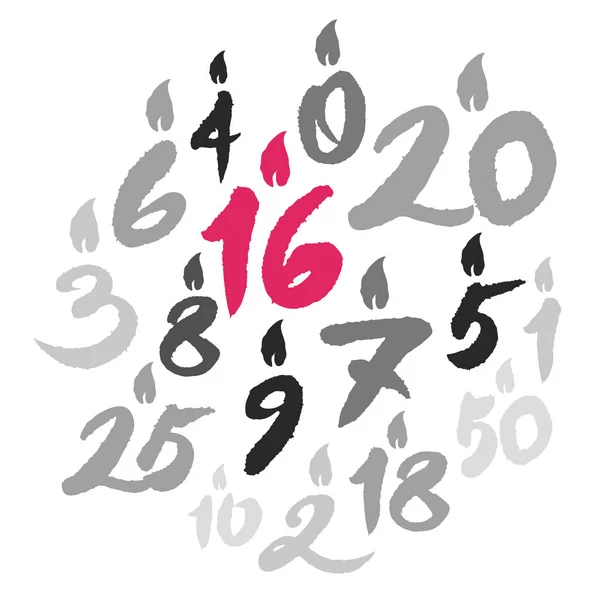 Numéros de bougies d'anniversaire — Image vectorielle