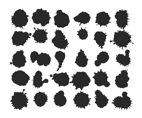 Coleção de manchas de tinta preta — Vetor de Stock