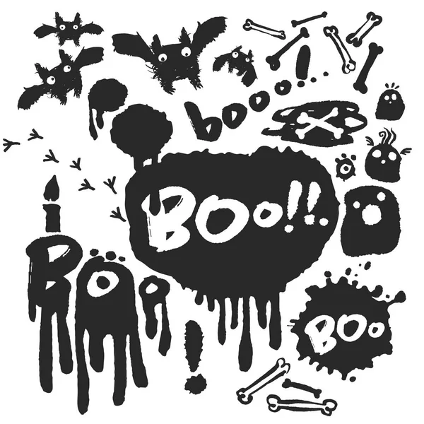 Conjunto de Doodle de tinta Boo — Archivo Imágenes Vectoriales