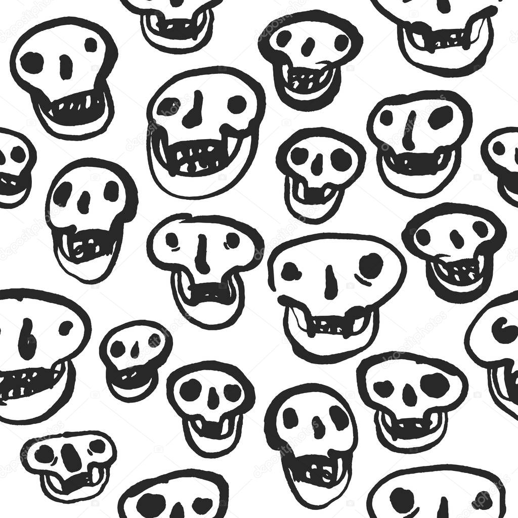 Black on White Skulls Pattern