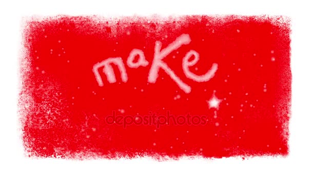 Make a Wish Lettering inside a Frozen Frame with Snow on Red Chromakey — Stock Video