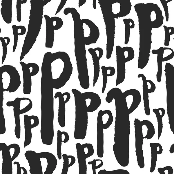 Vektor nahtlose Muster mit Kalligraphie Buchstaben p — Stockvektor