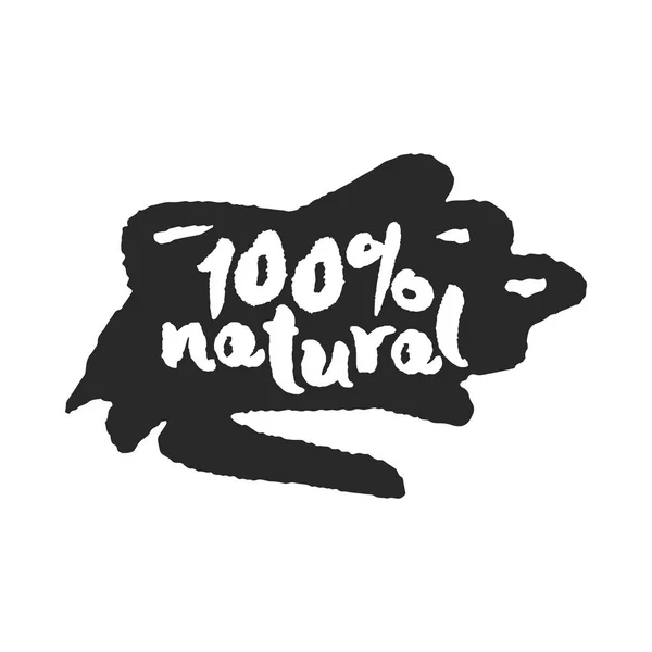 100 Percent Natural Label on a Black Scribble — Stock Vector