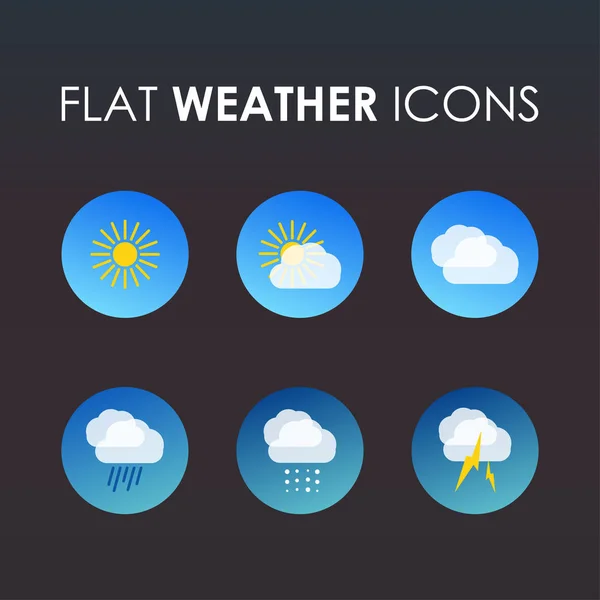 Illustration vectorielle des icônes météo en couleurs plates — Image vectorielle