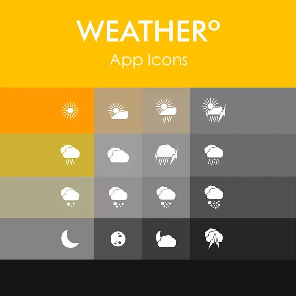 Icônes météo plat ensemble design UI — Image vectorielle