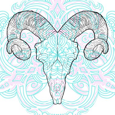 Beyaz arka plan üzerinde vintage tarzı kafatasında RAM