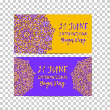 Vintage şablon tasarım vektör çizim uluslararası yoga gün
