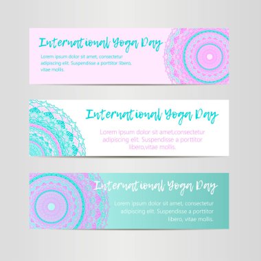 Vintage şablon tasarım vektör çizim uluslararası yoga gün