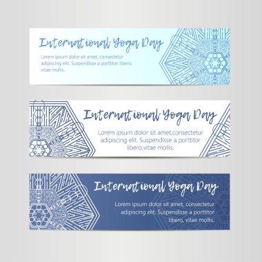 Vintage şablon tasarım vektör çizim uluslararası yoga gün