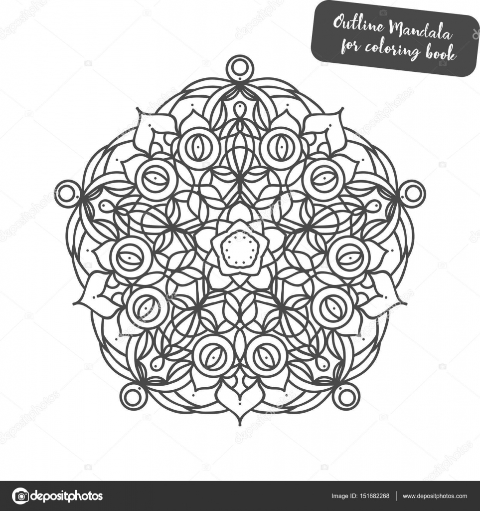 Outline Mandala For Coloring Book Decorative Round Ornament Anti