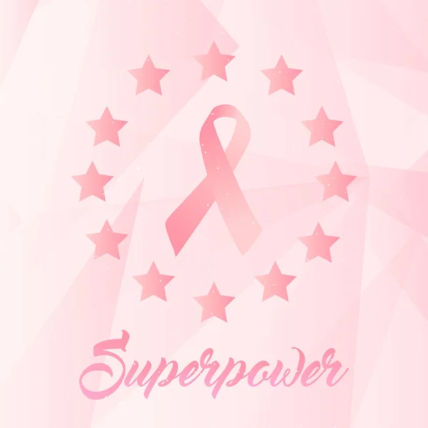 Wektor wstążka różowy świadomości raka piersi — Wektor stockowy