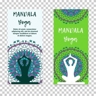 Vintage şablon tasarım vektör çizim uluslararası yoga gün. Oryantal desen vektör çizim. Islam, Arapça Hint Türk motifleri