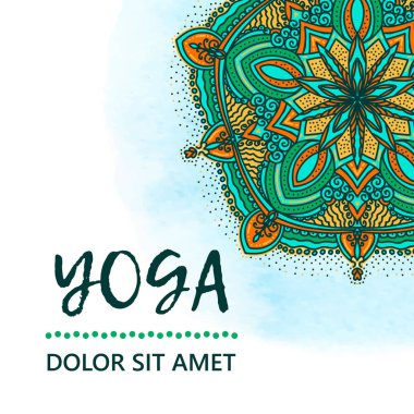 Vintage şablon tasarım vektör çizim uluslararası yoga gün. Oryantal desen vektör çizim. Islam, Arapça Hint Türk motifleri