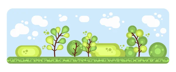 Summer forest flat background. Simple and cute landscape for your design — Stock Vector