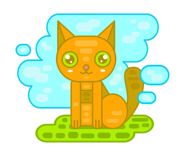 Vector feliz gato bonito vermelho — Vetor de Stock