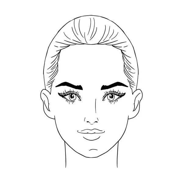 Güzellik kız yüz. sanat vektör çalışma çizim — Stok Vektör