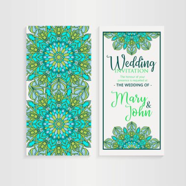 Vektör lüks düğün davetiyesi ile mandala