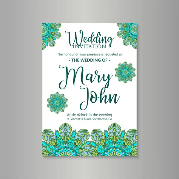 Vektör lüks düğün davetiyesi ile mandala