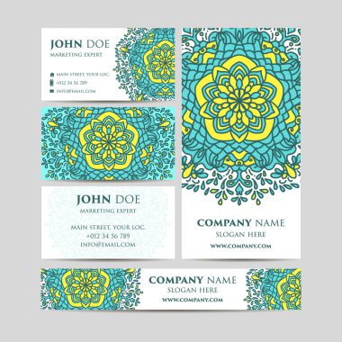 Büyük şablonları ayarlamak. Ticari Kartlar, davetiyeler ve afişler. Çiçek mandala desen ve süs eşyaları
