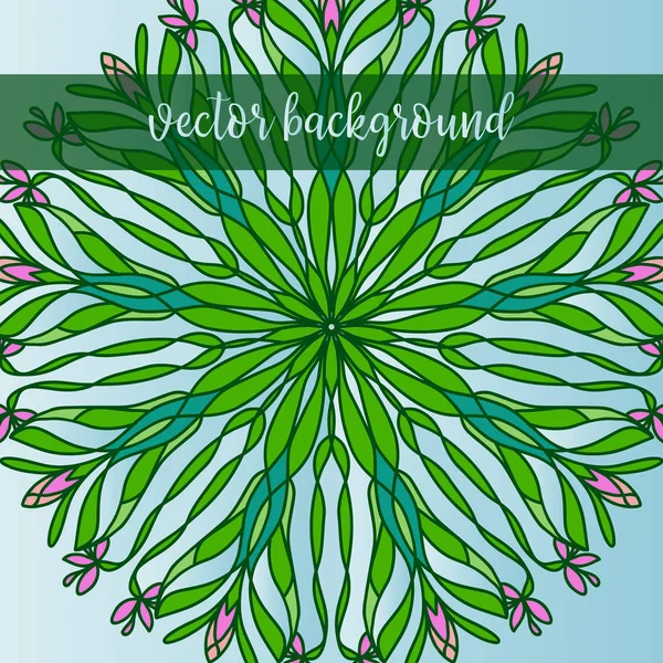 Vector natuur decor voor uw ontwerp met abstracte bloemen. Vector ronde mandala in kinderachtig stijl. Decoratieve doodle achtergrond — Stockvector