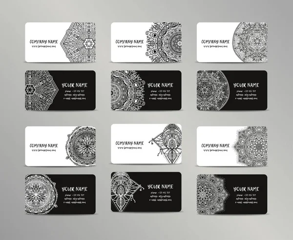 Vector vintage business cards big set. Oriental design Layout. Islam, Arabic, Indian, ottoman motifs. — Stock Vector