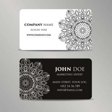 Klasik dekoratif elementler. İş kartları. Süslü çiçekleri. Oriental desen, vektör çizimi. İslam, Arap Hindu Türkçe motifleri