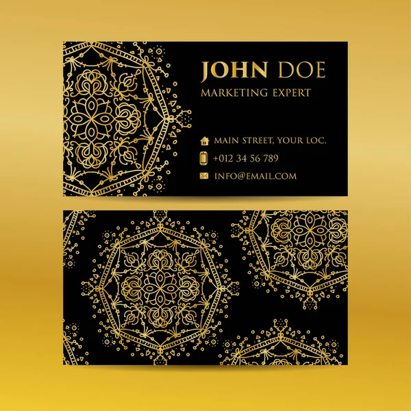 Kartvizit altın mandala dekoratif öğeler ayarlayın. Vintage dekoratif öğeler. Islam, Arapça, Indian, Fas, İspanya, Türk, pakistan, motifler.