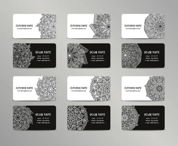 Vektör vintage kartvizit büyük set. Oryantal tasarım düzeni. Islam, Arapça, Indian, Osmanlı motifleri.