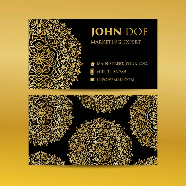 Kartvizit altın mandala dekoratif öğeler ayarlayın. Vintage dekoratif öğeler. Islam, Arapça, Indian, Fas, İspanya, Türk, pakistan, motifler.