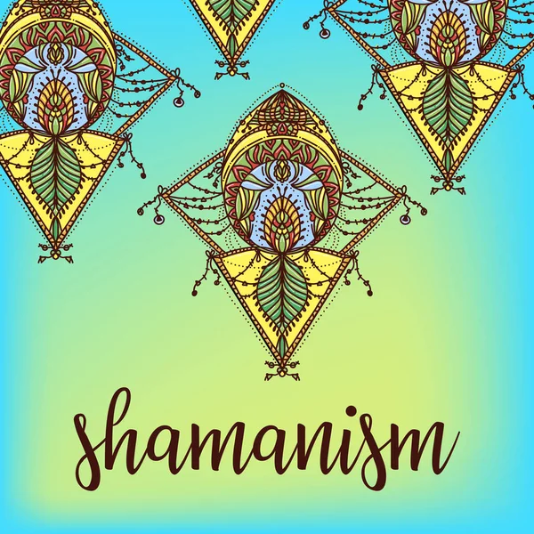 Heilige Geometrie symbool. Ontwerp voor indie music albumcover t-shirt afdrukken, boho poster, flyer. Astrologie, sjamanisme, religie. — Stockvector