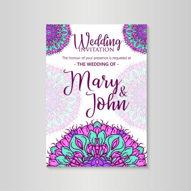 Vektör lüks düğün davetiyesi ile mandala