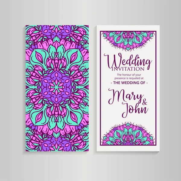 Vector invitación de boda de lujo con mandala — Vector de stock