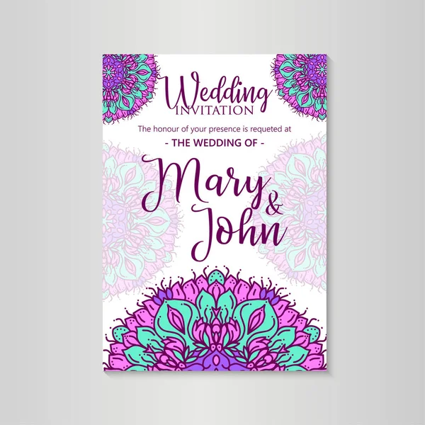 Vektör lüks düğün davetiyesi ile mandala