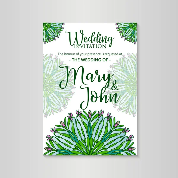 Vektör lüks düğün davetiyesi ile mandala