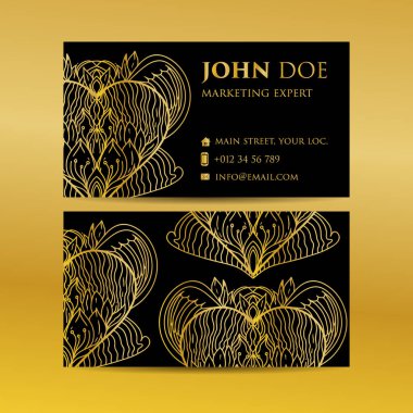 Kartvizit altın mandala dekoratif öğeler ayarlayın. Vintage dekoratif öğeler. Islam, Arapça, Indian, Fas, İspanya, Türk, pakistan, motifler.